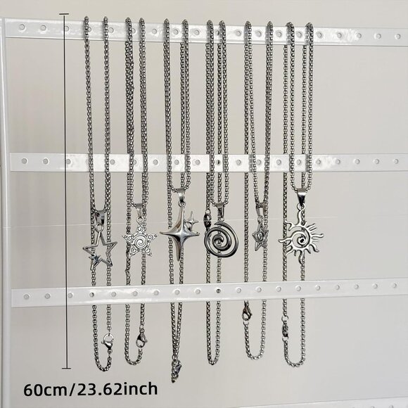 6PCS Y2K Sun Pentagram Necklace Set for Women Men Gothic Jewelry - Picture 5 of 6